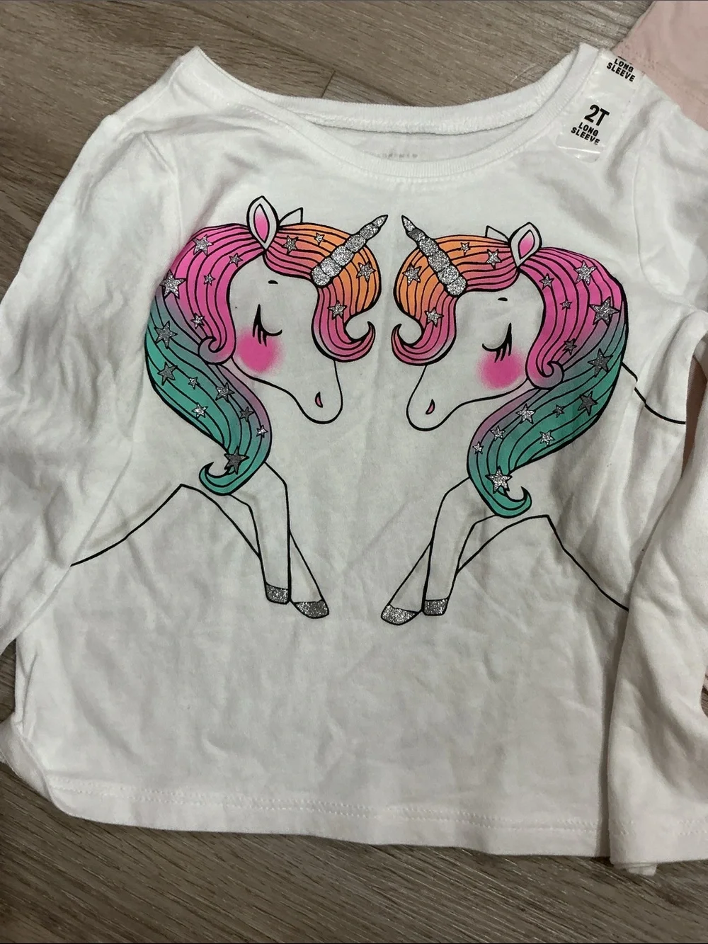 The Children's Place Pink & White Unicorn Graphic Long-Sleeve Top 2-Pack
